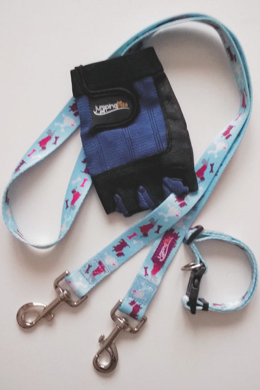 Dog Pattern Collar & Leash and Glove with two d-rings
